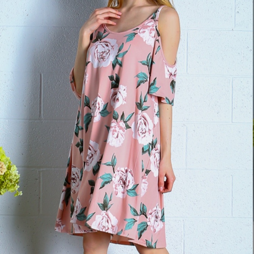 •ELDRIDGE• NWT Floral Cold Shoulder Swing Dress - Picture 7 of 8